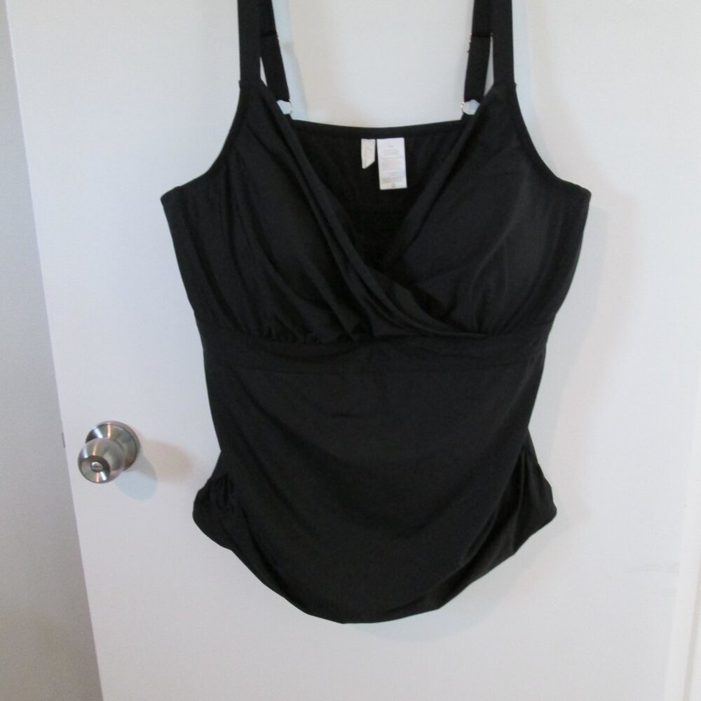 Anne Cole Plus Size Shirred Tankini Top Black NWT Sz 24W - Picture 4 of 10